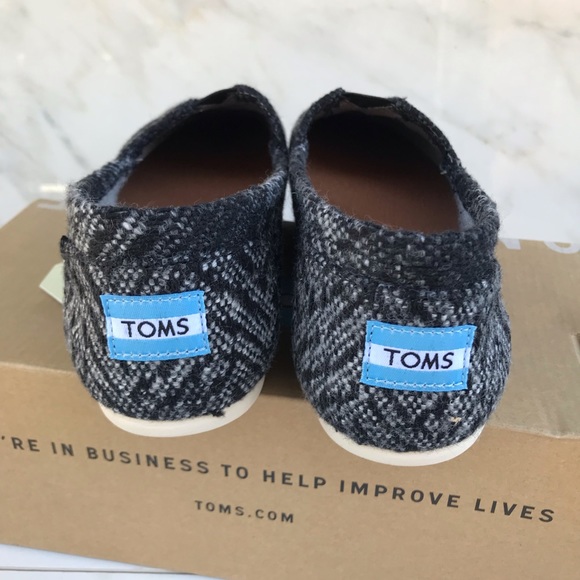 $90 TOMS Women's Classic Wool Grey/Black Textured Low Top Flat Shoe - 9.5M - Picture 5 of 7
